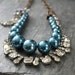 Reserved for Rachel - Royal Blue Pearl and Vintage Rhinestone Multistrand Necklace with Matching Earrings