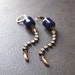 Reserved for Monica - Urban Chic Navy Blue Barrel Earrings with Rhinestone Chain