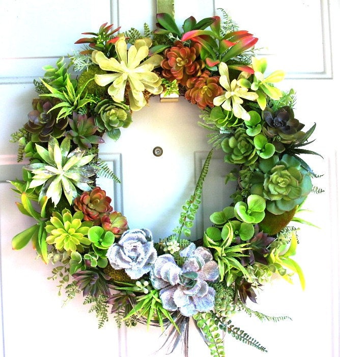 18 Succulent Wreath made with Artificial Plants