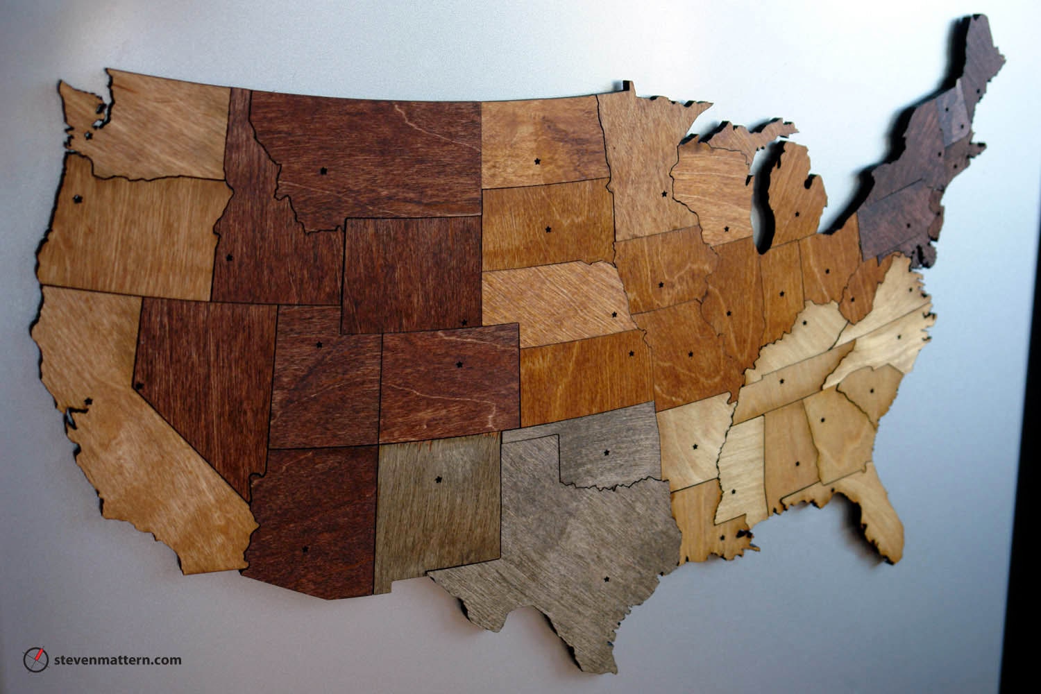 USA Map Puzzle Stained Plywood