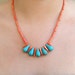 Coral and Turquoise Necklace / Semi-Precious Stones, Pink Shell, Turquoise Blue Howlite Teardrops / "IBIS"