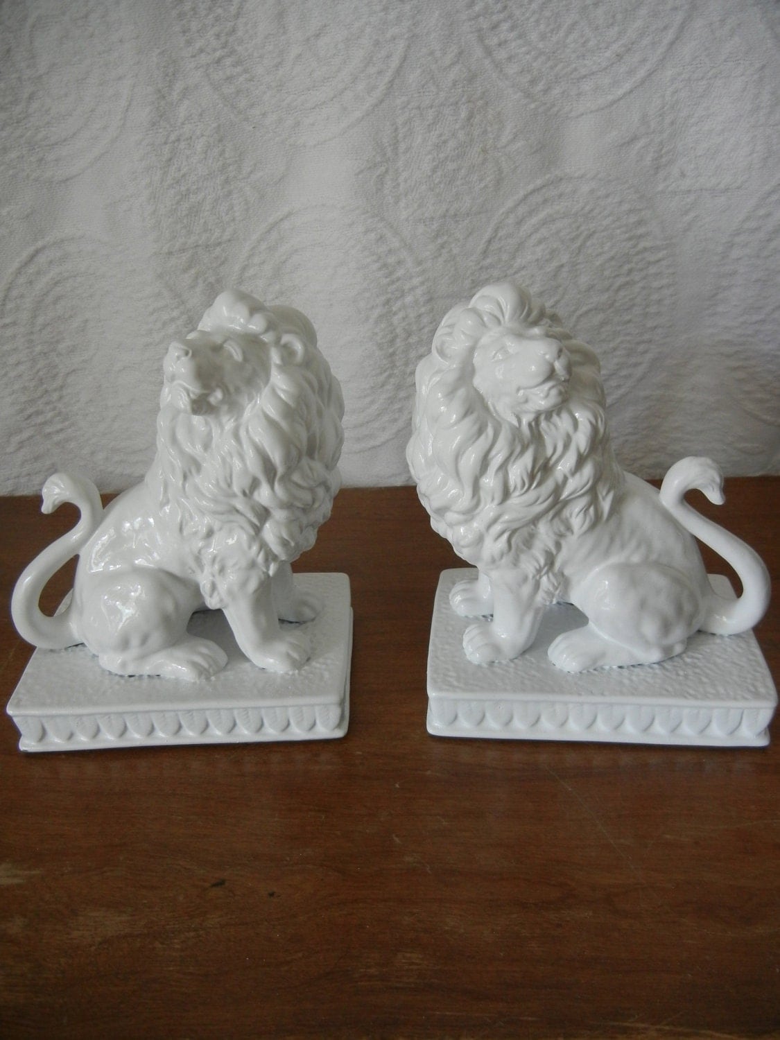 Vintage Ceramic Lion Bookends