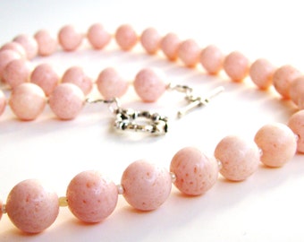 Genuine Pink Blush Coral 12 mm beaded Necklace