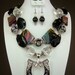 Black Onyx / Rainbow Zebra Shell / Horseshoe Pendant Chunky Western Cowgirl Necklace SET - BLaCK MaGiC HoRSeSHoe