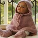 Special order for Erin Knit baby poncho with hood 42P 9-12 months made of wool. .Handmade in Colorado