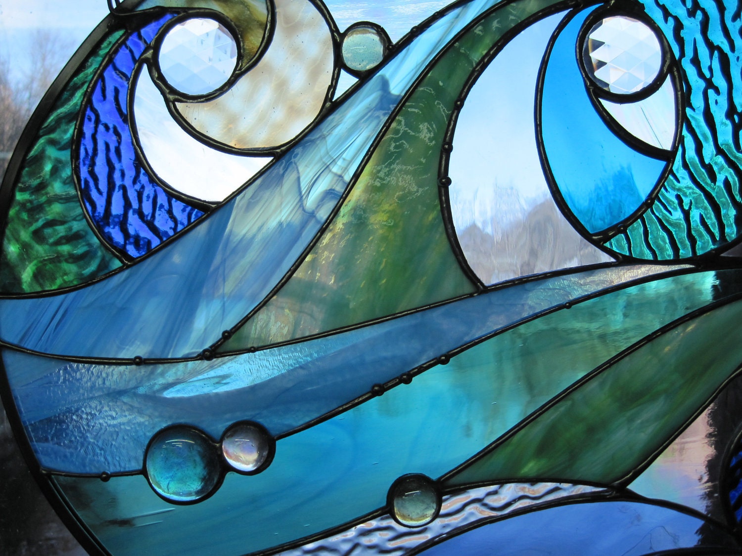 Items Similar To Ocean Wave Stained Glass Panel On Etsy