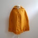 The Macy- Vintage 1960s Hippie Woodstock Bohemian Mad Men Orange Wool YarnFringed Button Front Cold Weather Cape Size L XL 2X