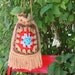 Granny Square Purse Bag Crochet Vintage Retro 1970s Beige with Red, Blue Brown Hippie Boho Gypsy FREE Shipping to USA