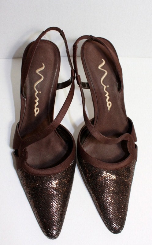 dark brown satin heels