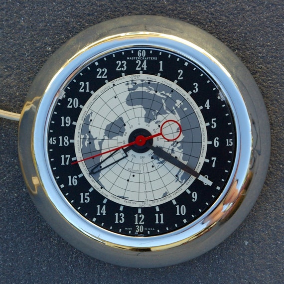 Mastercrafters 24 Hour Chrome World Clock by bitofbutter on Etsy