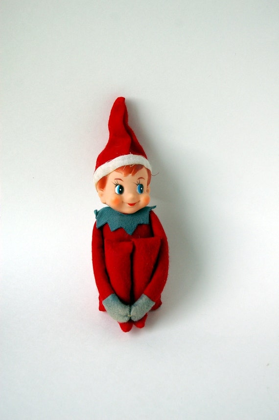 Vintage Knee Hugger Elf in Red Christmas by bitofbutter on Etsy
