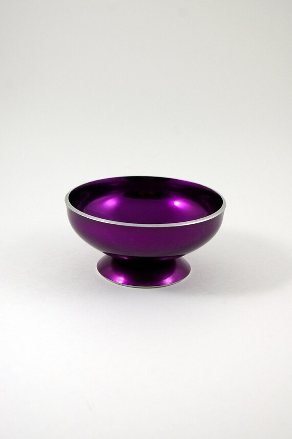 Purple Enamel Metal Footed Bowl by Alugrand of Norway