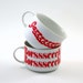 Reserved for Collette: Two Typography Soup Mugs -- Borscht and Gazpacho