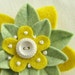 Light Green and Yellow Felt Flower Pin with White Vintage Button