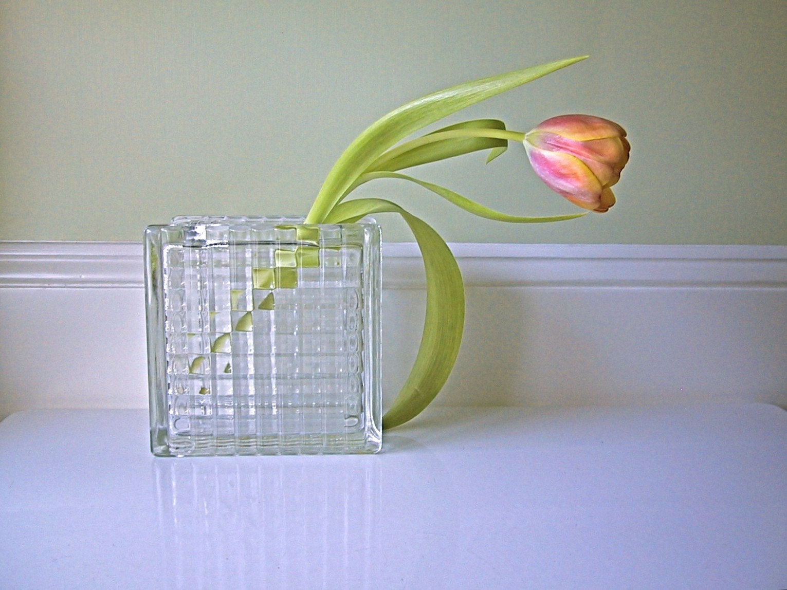 Vintage Glass Block Vase by winkinpossum on Etsy