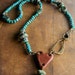 Ceramic Heart Necklace Turquoise Brass Asymmetrical OOAK
