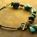 Natural Turquoise Bracelet Bronze Brass OOAK