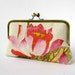 Lotus pink flower in silk lining clutch purse by Bag Noir, Wedding clutch, Bridesmaid gift idea, Evening purse, Bridesmaid clutch