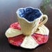 Quilted Tea cup Gold and Red