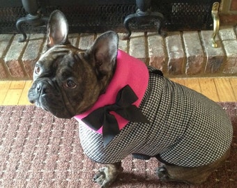 Houndstooth plush lined Dog Jacket, Dog Coat, Dog Jackets, pet clothing
