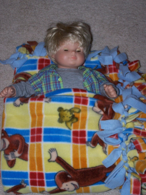 No Sew Curious Fleece Blanket