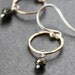 Earrings - Mixed Metals Gold Filled Hammered Hoops with Pyrite Drops