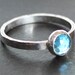 Swiss Blue Topaz 6mm Stacking Ring on Hammered Sterling Silver Band