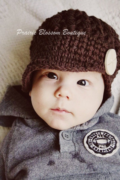 Crochet Hats for Boys, Toddler Hat with Button, Crochet Newsboy Hat, Toddler Boy - il_fullxfull.241351960