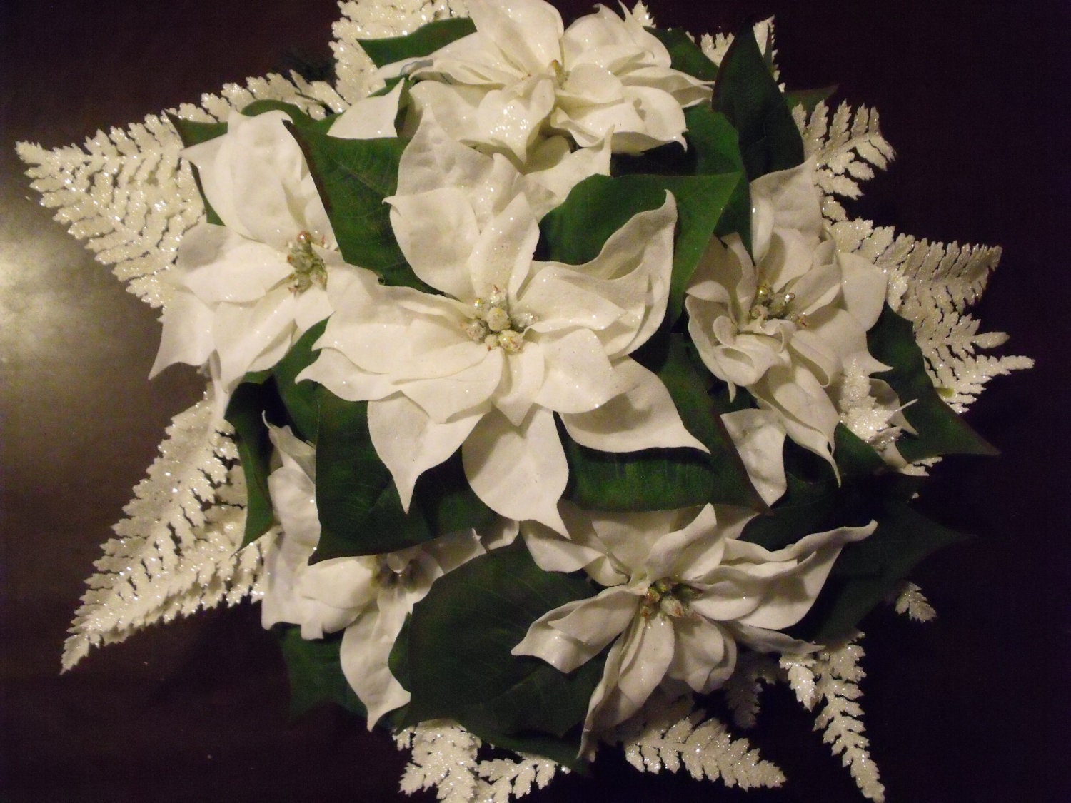 sale white glitter poinsettia centerpiece by uyflowersbynicole sale white glitter poinsettia centerpiece by uyflowersbynicole