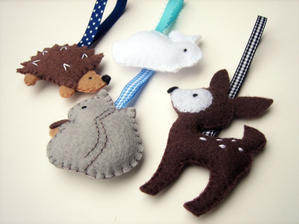 Handmade Felt Christmas Ornaments Woodland Animals