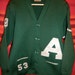 1940's Green Letterman Cardigan Sweater with Large A and Bulldog Emblem - Incredible Condition