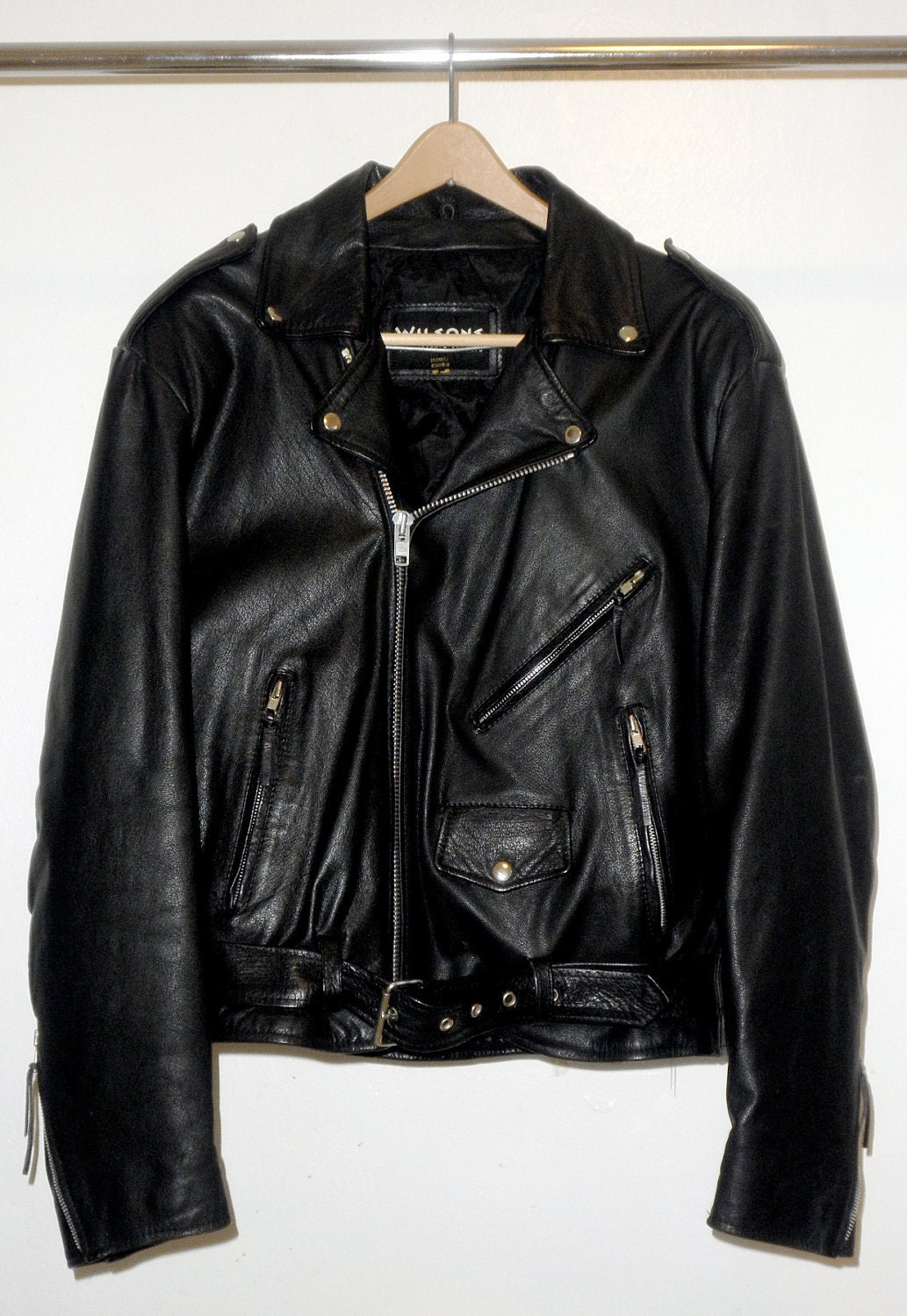 Men's Black Leather Motorcycle Jacket by Wilsons Leather