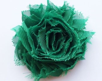 Emerald Green Shabby Chic Chiffon Flower Hair Clip, Shabby Flower Bow, Green Shabby Flower Bow, Toddler Hair Clip, Girls Hair Accessories