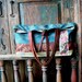Handmade Leather and Floral Fabric Tote or Purse with Vintage Embroidered Trim