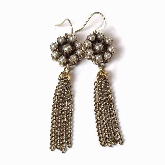 Pearl Tassel Earrings Fringe Earrings