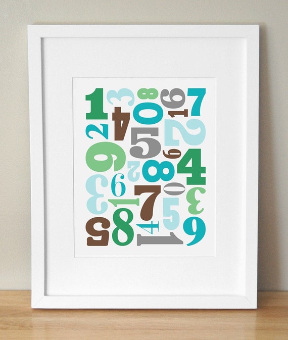 11x14 CUSTOM COLORS 'Number Jumble' Numbers by sugarfresh