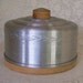 Vintage 40s Cheese Keeper Aluminum Butter Cheese Keeper w Wooden Tray Base
