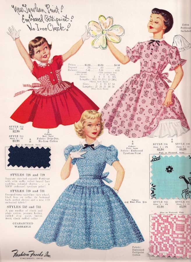 Fashion Frocks Style Card 1950s Little Girls' Dresses Sold