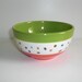 Banded Polka Dots Cereal or Ice Cream Bowl - Hand Painted Ceramic - Apple Green and Tangerine Orange