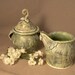RESERVED FOR REGINA Cream and Sugar Set in Fan Flower Green