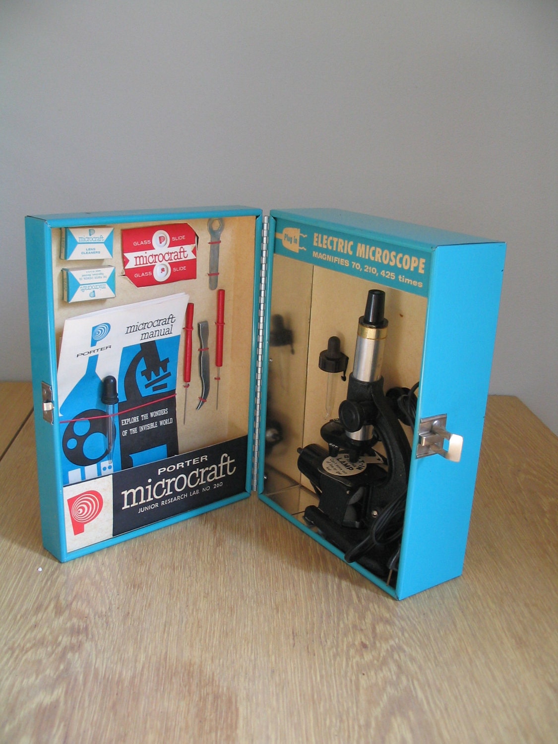1950's vintage MICROSCOPE LAB SET... for your mad