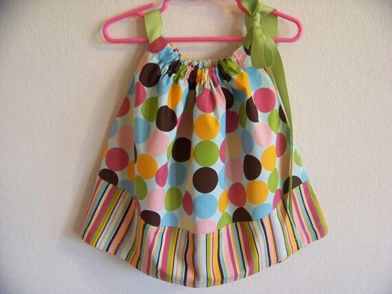Colorful Mod Dots Pillowcase Dress Size 6-9 mon also available