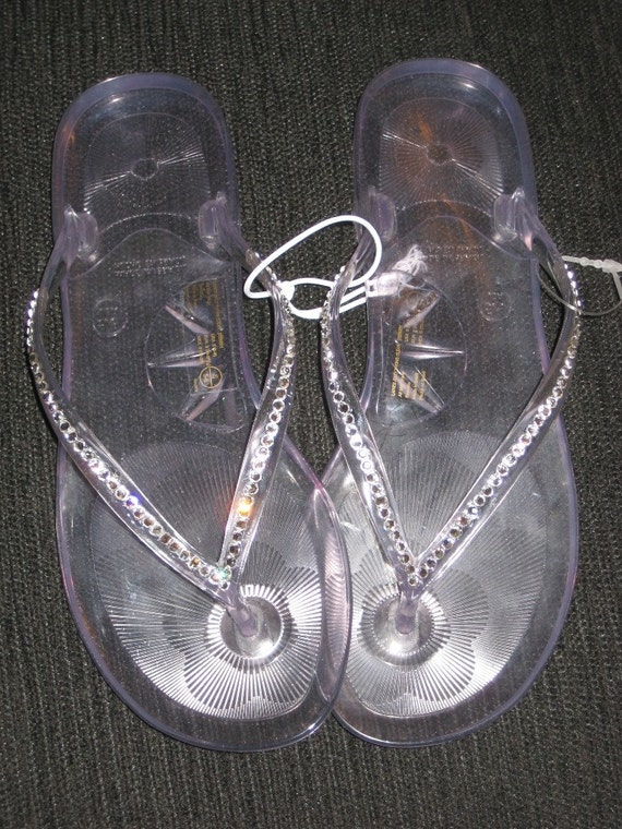 jelly flip flops with rhinestones