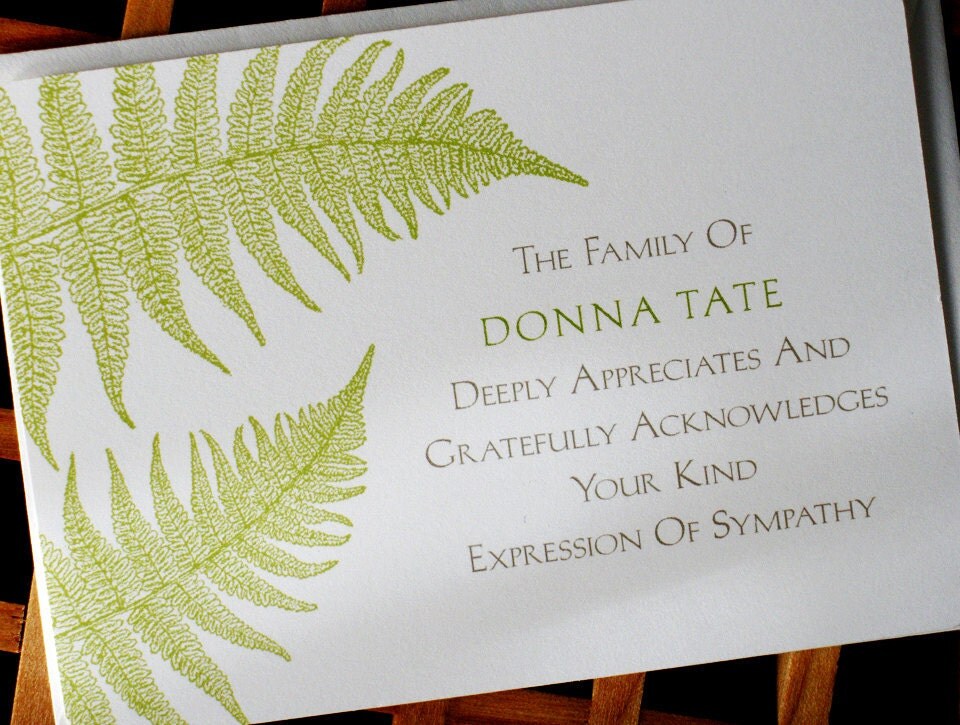 Items similar to thank you sympathy cards with green leaves fine 