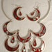Sale SET Mexican Alpaca Silver Inlaid Abalone and Red Enamel Necklace and Earring SET