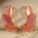 Vintage KRAMER Pink Thermoset Leaf Earrings STUNNING