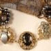 Vintage Gray Pearl & Rhinestone Gold Cluster Earring Bracelet OOAK