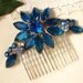 OOAK TRUE Vintage Peacock Montana Blue Bridal Hair Comb, Heirloom Brooch Silver Plated Comb 3" Exquisite