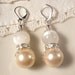 Vintage French Vanilla Creme Pearl, Crystal, & White Moonglow Silver Bridal Dangle Earrings