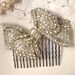 1930s Art Deco Rhinestone Bow Bridal Hair Comb, Pave Crystal Pot Metal OOAK TRUE Vintage Brooch Hair Comb